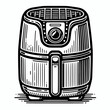 © Chris - Detailed air fryer vector silhouette illustration, kitchen appliance device clip art element design