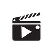 © Photon - Clapper board icon . Open and closed movie clapper. Vector