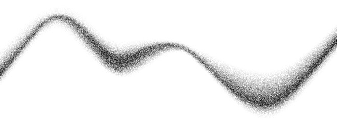 Poster - Gradient grain wave texture. Black stipple sand flow background. Dotted undulate sandy backdrop with speckles, particles, granules. Grunge noise dot work wallpaper for banner, poster, overlay. Vector