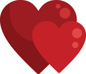 Poster - Two red hearts are overlapping each other, symbolizing love, romance, and affection