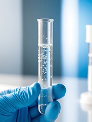 Scientist holding a sample of bacteria in a test tube conducting medical research and healthcare study Doctor wearing gloves examining a legionella sample up close as part of a scientific (21)