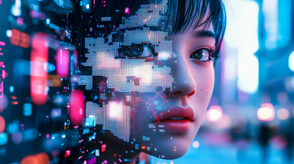 Poster - Futuristic Portrait with Digital Overlay Effects