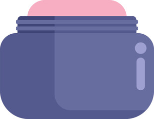 Poster - Purple cosmetic cream jar open showing the pink cream inside, isolated on white