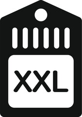 Poster - Simple vector icon of a black clothing tag with the size xxl written on it