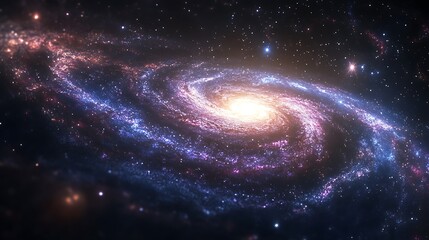 Poster - A stunning spiral galaxy filled with stars, cosmic dust, and vibrant colors, showcasing the vastness and beauty of the universe.