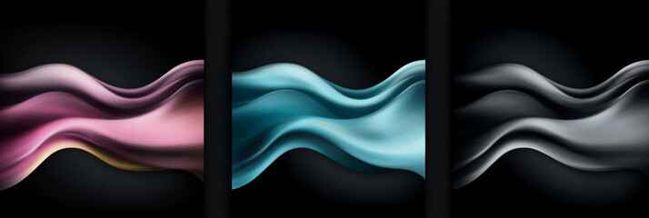 Wall Mural - Abstract wave design in pink, blue, and gray.