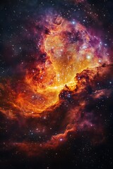 Poster - A stunning cosmic nebula filled with vibrant colors, showcasing the beauty and mystery of space, surrounded by numerous shining stars.