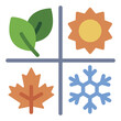 © andinur - Four seasons flat icon representing yearly cycle of spring, summer, autumn, and winter