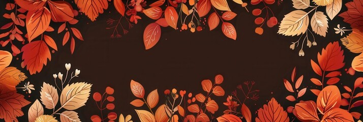 Poster - Colorful autumn leaves and vibrant flowers create a warm, inviting atmosphere perfect for seasonal gatherings or nature walks. Generative AI