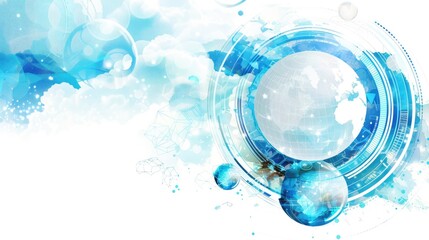 Fototapete - Abstract swirl design in blue tones on a white isolated background.