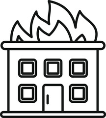 Poster - simple vector of a building on fire representing the concept of home insurance