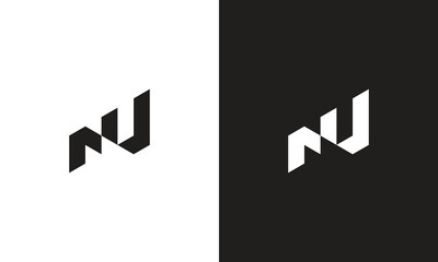 NU logo, monogram unique logo, black and white logo, premium elegant logo, letter NU Vector