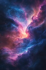 Aufkleber - A stunning cosmic scene featuring swirling nebulae, vibrant colors, and a sprinkle of stars, capturing the beauty of the universe.