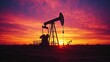 © kayudamar - Oil Pump Jack Silhouetted Against a Dramatic Sunset
