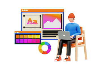 Poster - Web Designer 3D Character Illustration.