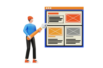 Poster - Wireframing 3D Character Illustration.