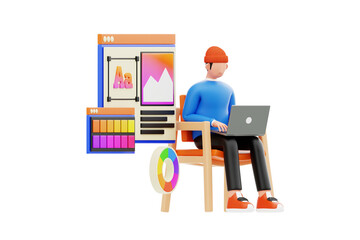 Poster - Web Designer 3D Character Illustration.
