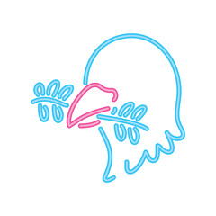 Sticker - dove with branch neon lights animal