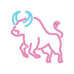 Sticker - strong bull neon lights animal