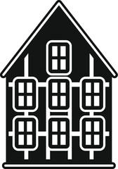 Sticker - Black silhouette of a private house with solar panels generating electricity using renewable energy