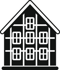 Poster - traditional half timbered house icon in simple style isolated on white background