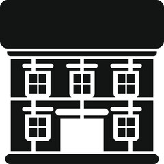 Poster - Simple vector of a two storey building facade with big windows, ideal for representing real estate business