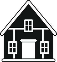 Poster - simple black and white icon of a house with a pitched roof, windows and a door, representing concept