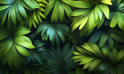Poster - Lush green leaves create a vibrant, textured backdrop, showcasing various shades of green and intricate leaf patterns.