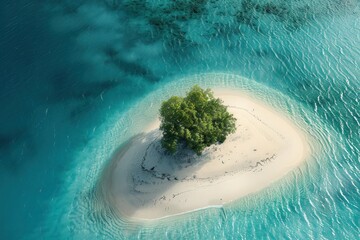Poster - This stunning island features soft white sand and lush greenery, encircled by crystal-clear turquoise waters, perfect for a getaway. Generative AI