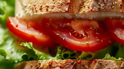 Close up of Sandwich background, top view. Photorealistic high resolution macro photography for advertising or food design.