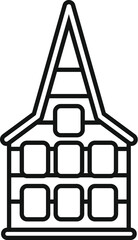 Poster - Simple icon style illustration of a building with a steep roof and square windows, isolated on a white background