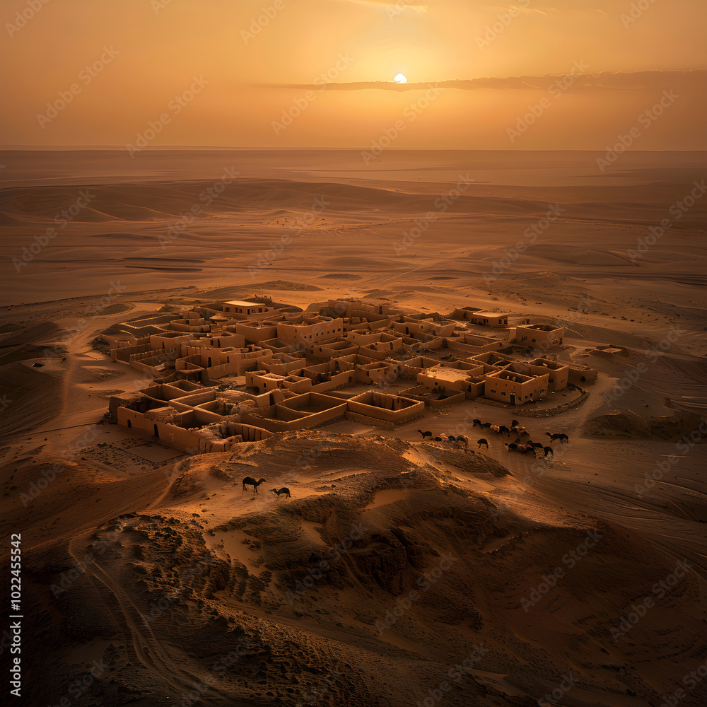 Iraq Sunset Breath-taking Sunset over the Tranquil Iraqi Desert with Traditional ...