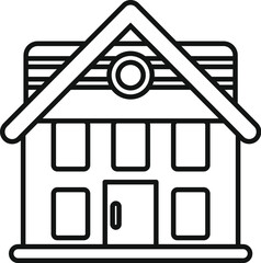 Poster - Linear vector icon of a private house with an attic and a garage, perfect for real estate agencies