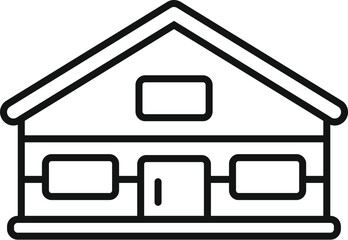 Poster - simple outline icon of a house with a garage, representing concepts such as real estate, property, a