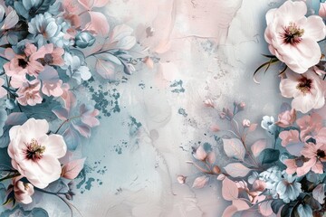 Poster - Floral designs with soft pastels provide a tranquil atmosphere, ideal for enhancing various artistic or decorative projects. Generative AI