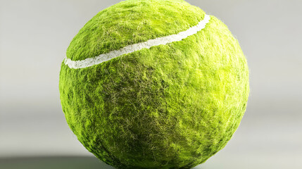 A Close-Up of a Fuzzy Green Tennis Ball with a White Seam