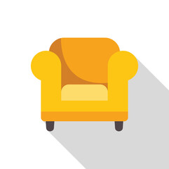 Poster - comfortable yellow armchair casting long shadow on white background