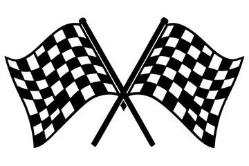 two crossed checkered Flag NASCAR Racing flag, sports finish line flag silhouette vector 