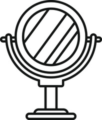 Poster - simple line vector icon of a round desktop mirror on a stand, isolated on a white background