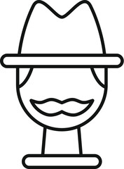 Poster - Line art icon of a man wearing a hat and a neck brace, ideal for medical and healthcare related designs
