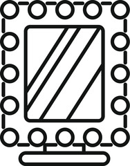 Poster - rectangular makeup mirror with round light bulbs is standing on the table
