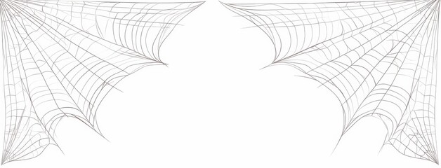 Simple vector illustration of two hanging spider webs on either side of a white background.