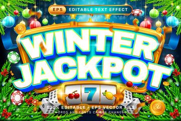 Poster - winter jackpot 3d text effect and editable text effect with christmas background