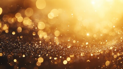 Wall Mural - golden bokeh lights shimmering on dark background