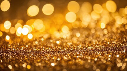 Wall Mural - golden glitter background with shimmering bokeh effect