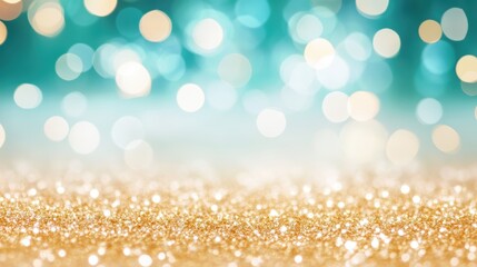 Wall Mural - golden glitter on shiny bokeh background