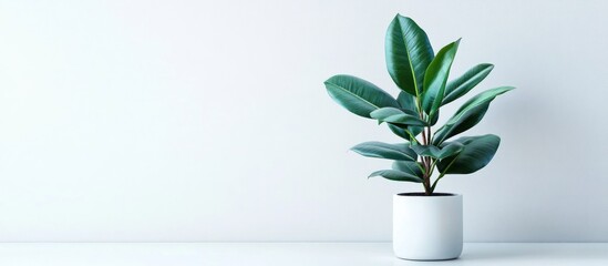 Sticker - A potted plant with green leaves against a white wall.