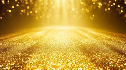 Wall Mural - golden glitter background with sparkling bokeh lights