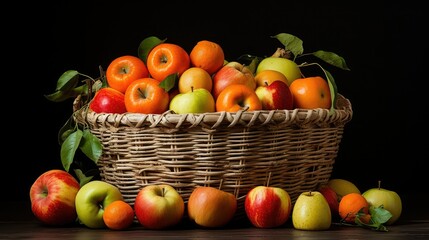 Poster - basket apple orange