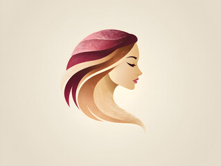 Elegant Female Profile Illustration with Modern Hair Design and Soft Tones